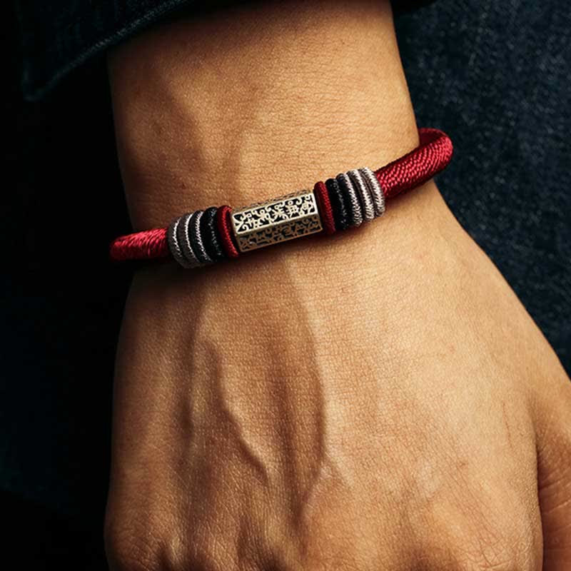 Bransoletka z Buddha Stones 925 ze srebra próby 925 Om Mani Padme Hum Peace Red String