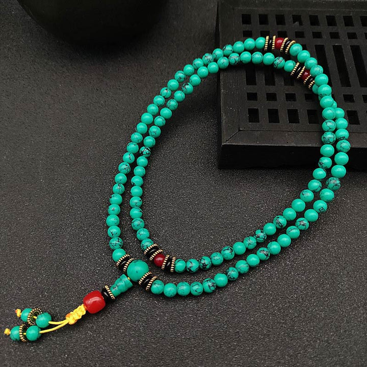 Bransoletka lecznicza Mala z Buddha Stones z tybetańskiego turkusu