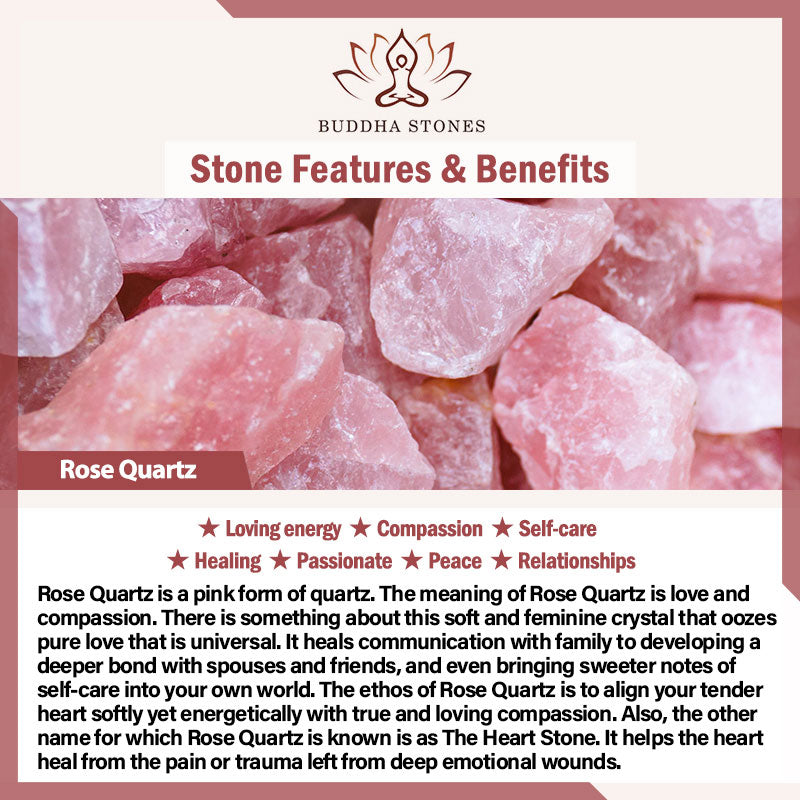 Bransoletka Buddha Stones Natural Rose Quartz Love Caring - image 11