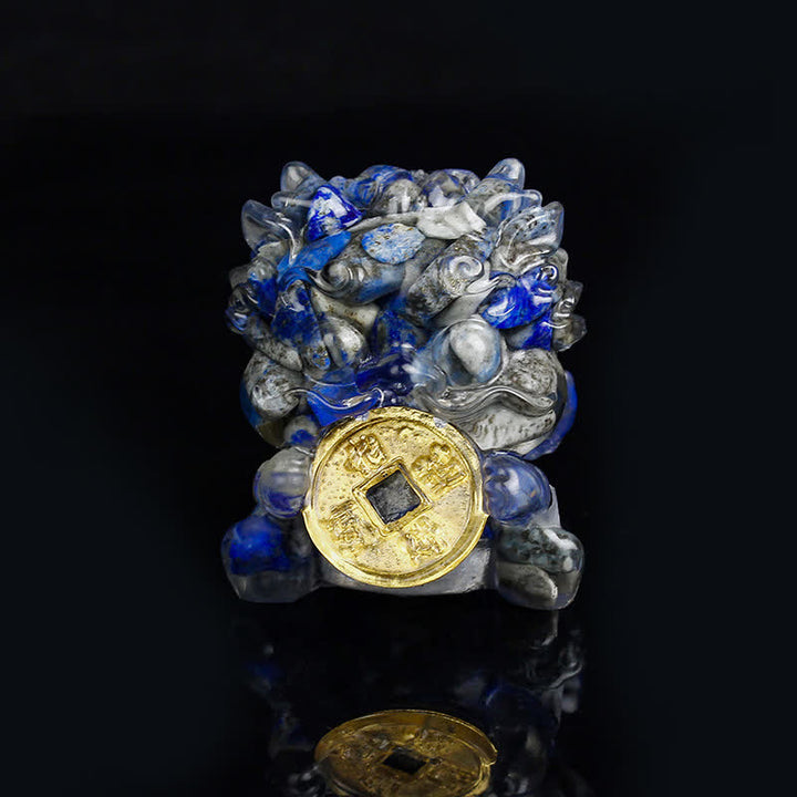 Buddha Stones Ręcznie Robione Słodkie PiXiu Złota Moneta Kryształ Fengshui Energia Bogactwo Fortuna Dekoracja Domu - Lazuryt - image 26