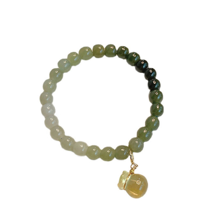 Buddha Stones Naturalny Hetian Jade Woreczek Pieniędzy Charm Bead Bransoletka Dobrobytu