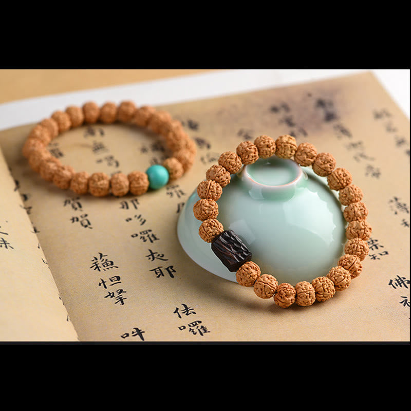 Buddha Stones Tybet Rudraksha Bodhi Seed Bransoletka Bogactwa Pomyślności