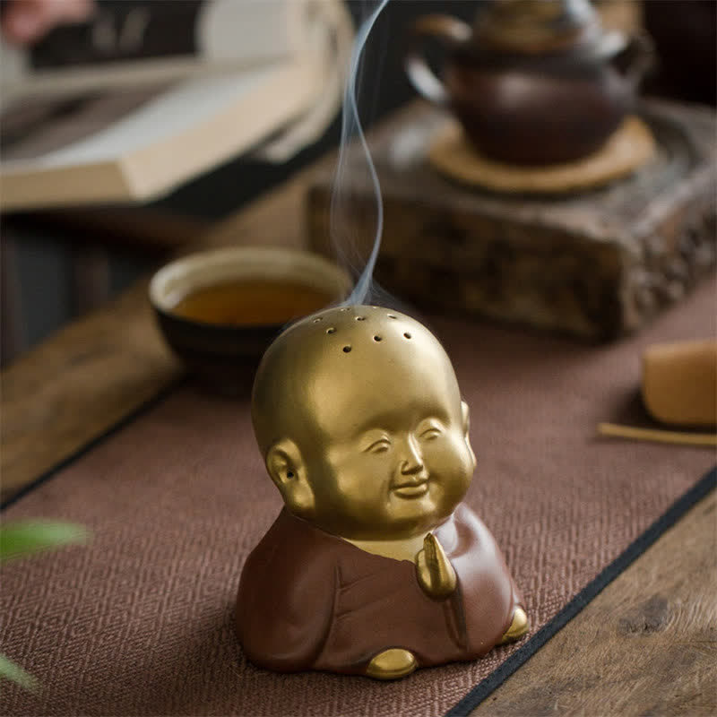 Mały Budda Śmiejący się Budda Ceramiczny uzdrawiający palnik kadzideł