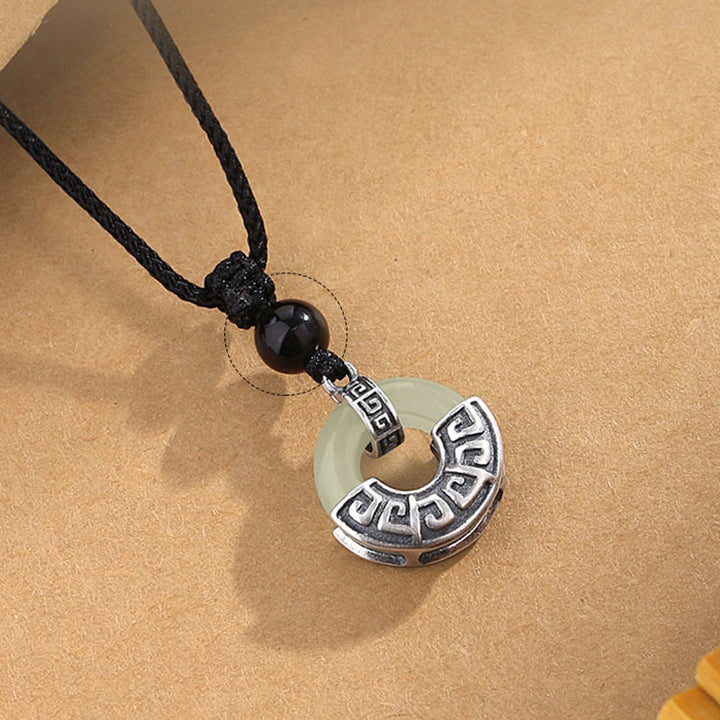 Buddha Stones 925 Srebro Sterling Naturalny Hetian Jade Klamra Pokoju Naszyjnik Wisiorek Dobrobytu