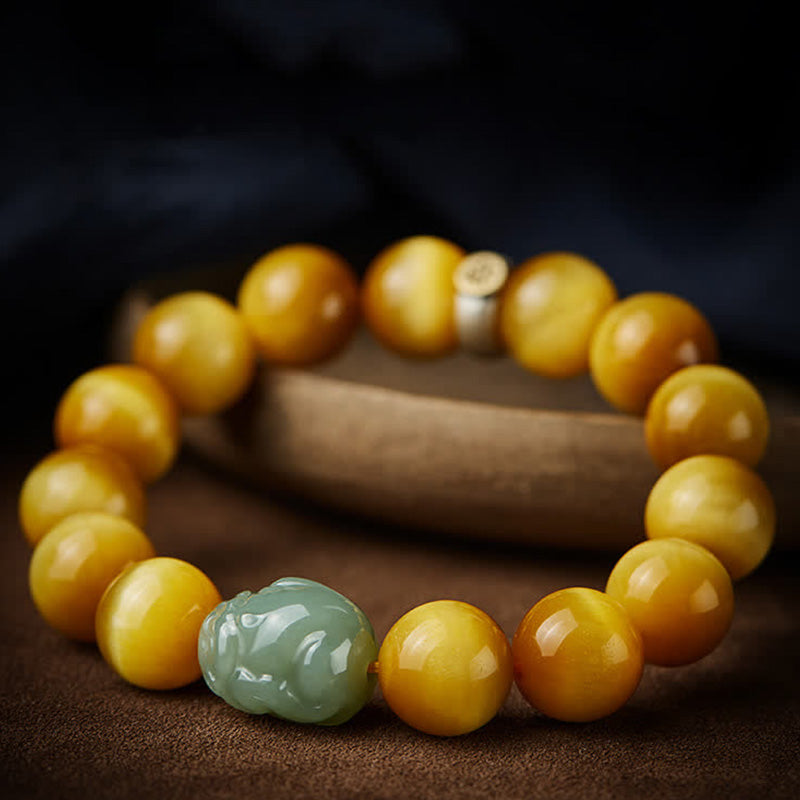 Bransoletka ochronna z jadeitu PiXiu z chińskiego zodiaku Natal Buddha Tiger Eye