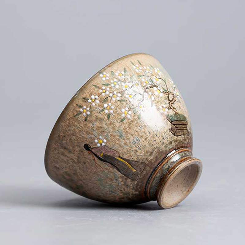 Buddha Stones Jingdezhen Malowana ręcznie porcelana Ru Kiln Hanfu Dziewczyna Kwiat Ceramiczny Filiżanka Kung Fu Filiżanki do herbaty