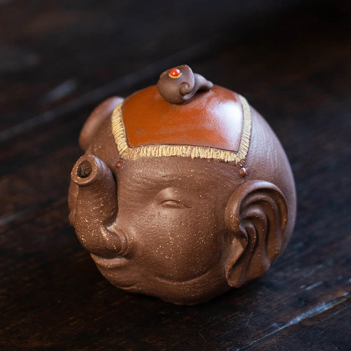 Buddha Stones Uroczy Słoń Pomyślne Chmury Fioletowa Glina Ceramiczny Czajnik