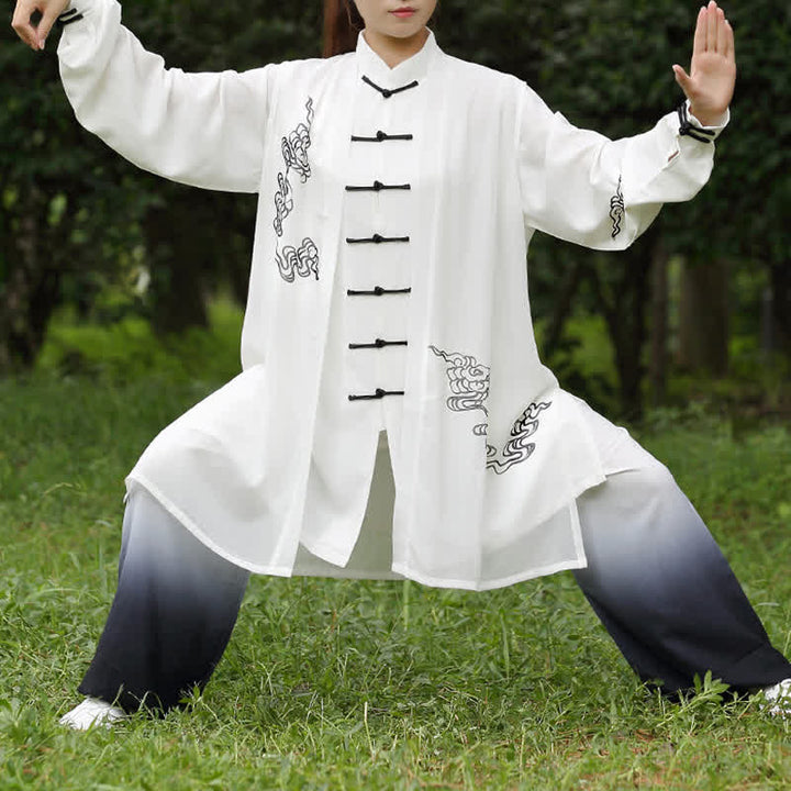 Buddha Stones Pomyślne Chmury Gradient Medytacja Modlitwa Duchowy Zen Tai Chi Qigong Praktyka Zestaw Ubrań Damskich - image 6