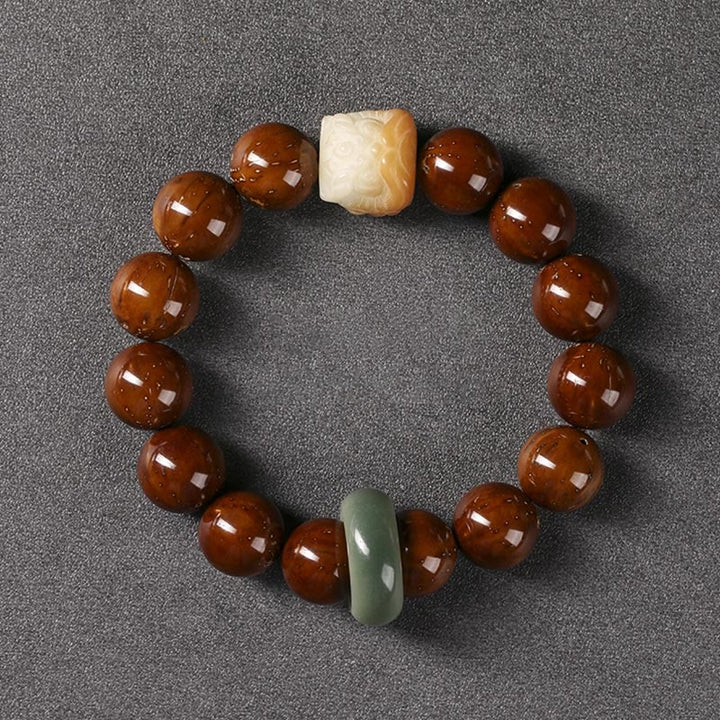 Bransoletka z Buddha Stones Fioletowe Nasiona Bodhi Tańczący Lew Mądrość