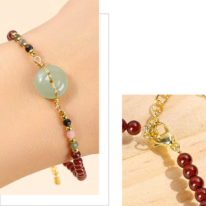 Bransoletka z naturalnych Buddha Stones Granat Peace Buckle Bead Calm