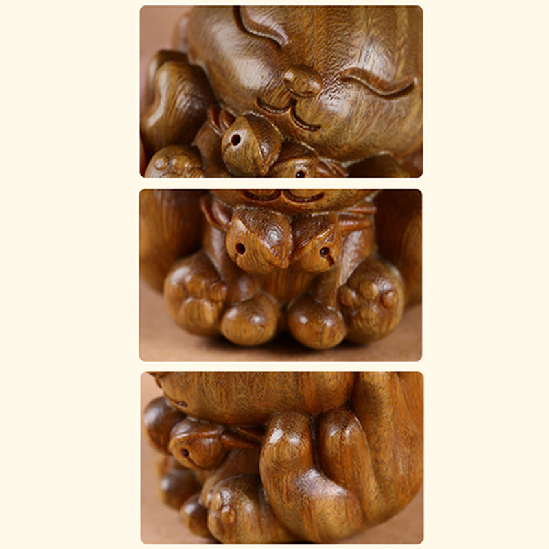 Buddha Stones Mini Dziewięcioogonowy Lis Kość Słoniowa Owoc Sandałowiec Zielony Sandałowiec Błogosławieństwo Dekoracja