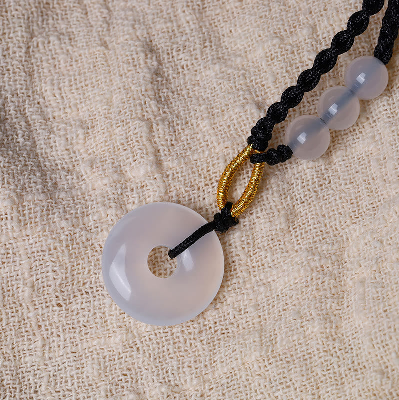 Buddha Stones Kwarc Truskawkowy Chalcedon Klamra Pokoju Naszyjnik Uzdrawiający Wisiorek