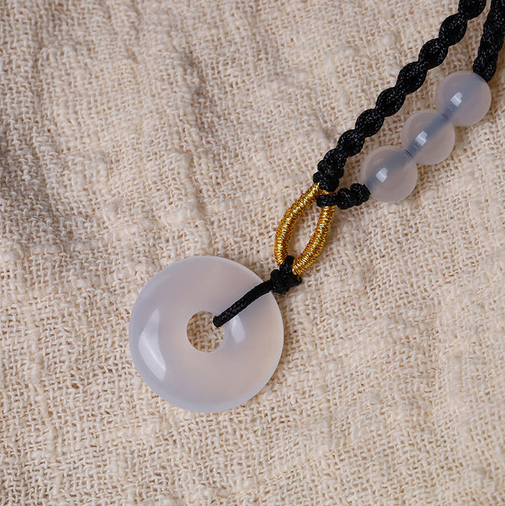 Buddha Stones Kwarc Truskawkowy Chalcedon Klamra Pokoju Naszyjnik Uzdrawiający Wisiorek