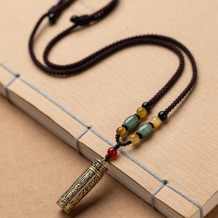Buddhastoneshop Tybet Om Mani Padme Hum Agat Surangama Sutra Ochrona Naszyjnik Wisiorek - image 7