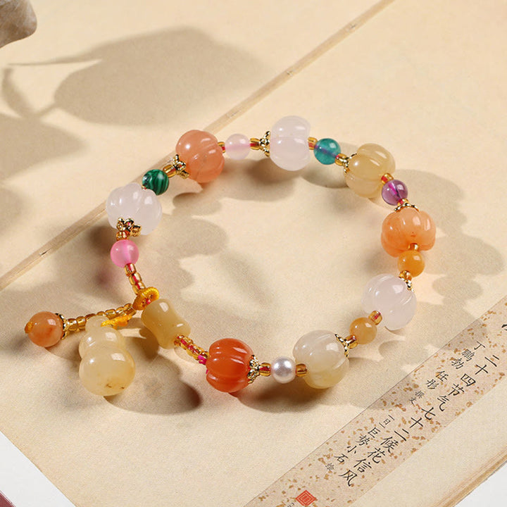 Naturalne złote kryształy jedwabiu jadeitu z dyni PiXiu Pumpkin Beads Wealth Charm Bransoletka