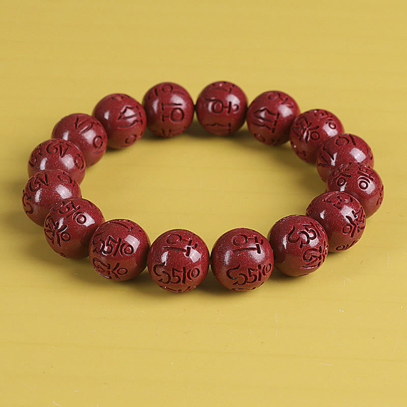 Buddha Stones Naturalne Podwójne PiXiu Cinnabar Om Mani Padme Hum Bogactwo Szczęście Koralikowa Bransoletka
