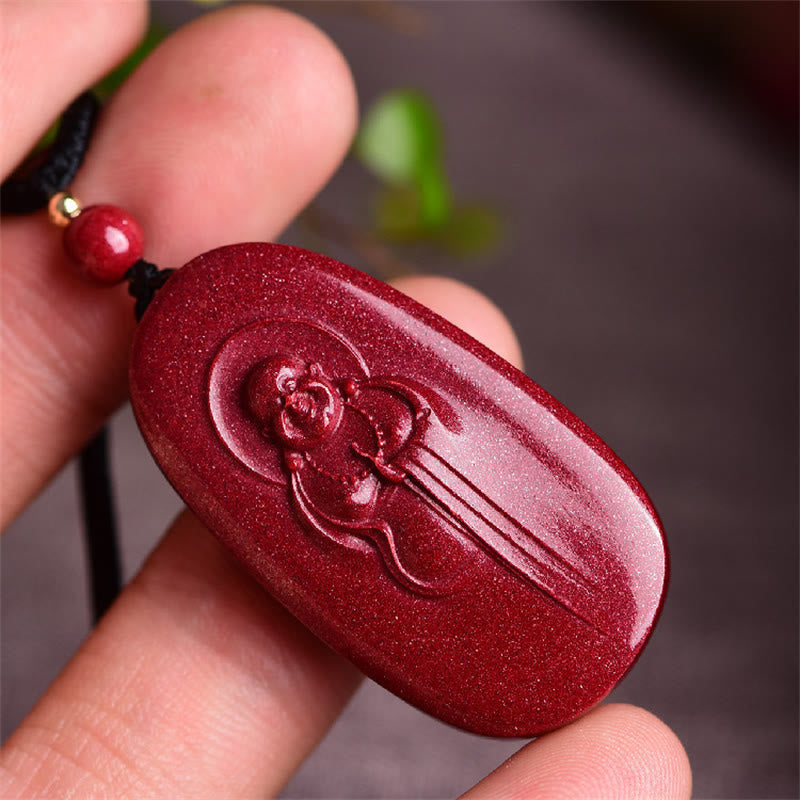 Buddha Stones Śmiejący się Budda Yin Yang Chiński Zodiak Tykwa Naturalny Cynober Błogosławieństwo Naszyjnik Wisiorek - image 3