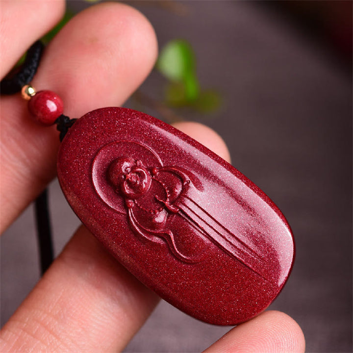 Buddha Stones Śmiejący się Budda Yin Yang Chiński Zodiak Tykwa Naturalny Cynober Błogosławieństwo Naszyjnik Wisiorek - image 3