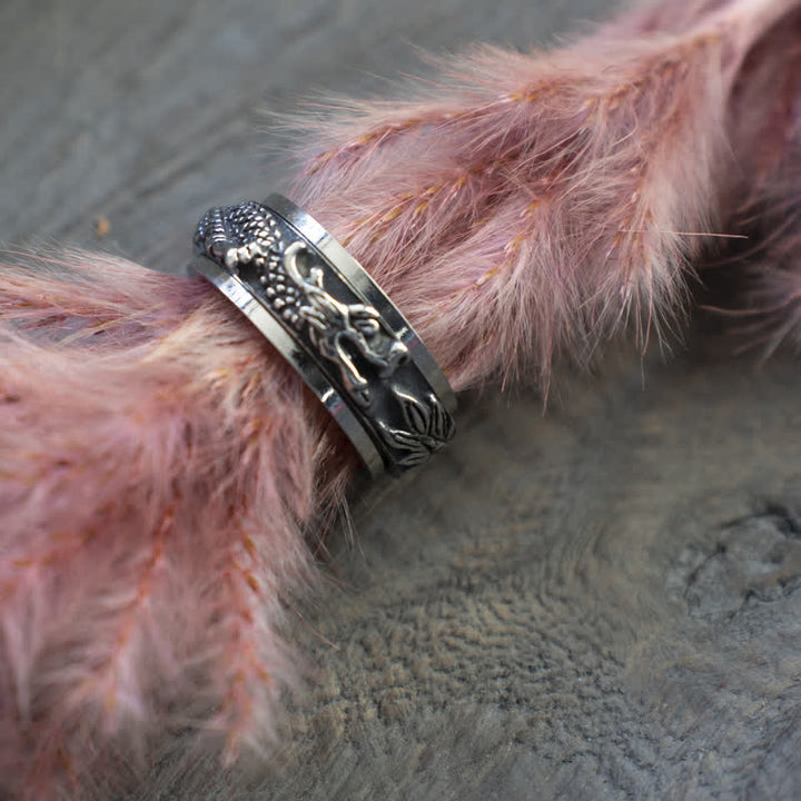 Buddha Stones Pierścień obrotowy do stymulacji Dragon Titanium Steel - image 18