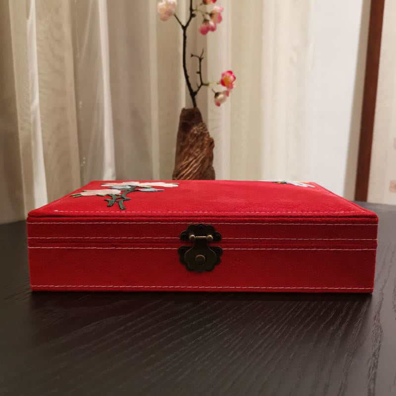 Buddha Stones Kwiaty Ważka Pudełko Organizator Biżuterii Jednowarstwowe Pudełko Do Przechowywania Biżuterii Flanelowe Pudełko