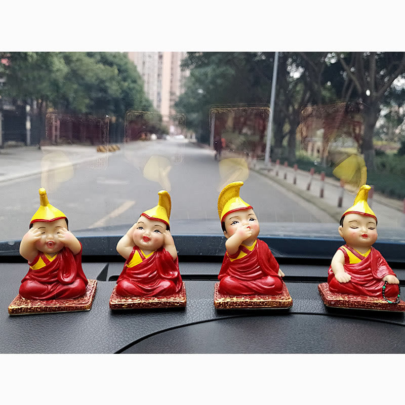 Buddha Stones malowane ręcznie tybetańskie figurki Lamy rzeźbione kreatywne ozdoby do dekoracji domu i biura