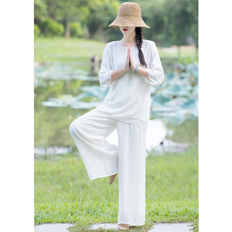 Tai Chi Medytacja Modlitwa Zen Duchowa Praktyka Poranek Odzież Zestaw Damski - image 15