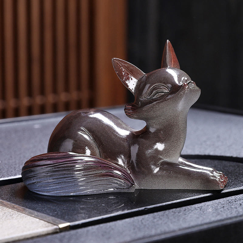 Buddha Stones Zmieniające Kolor Mały Uroczy Lis Herbata Żywica Domowa Figurka Dekoracja