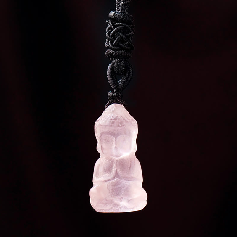 Buddha Stones Różne Kryształy Ametyst Różowy Kryształ Biały Kryształ Cytryn Budda Rzeźbiony Duchowy Naszyjnik Uzdrawiający Wisiorek Dekoracja - Różowy kryształ - Naszyjnik i wisiorek - image 7