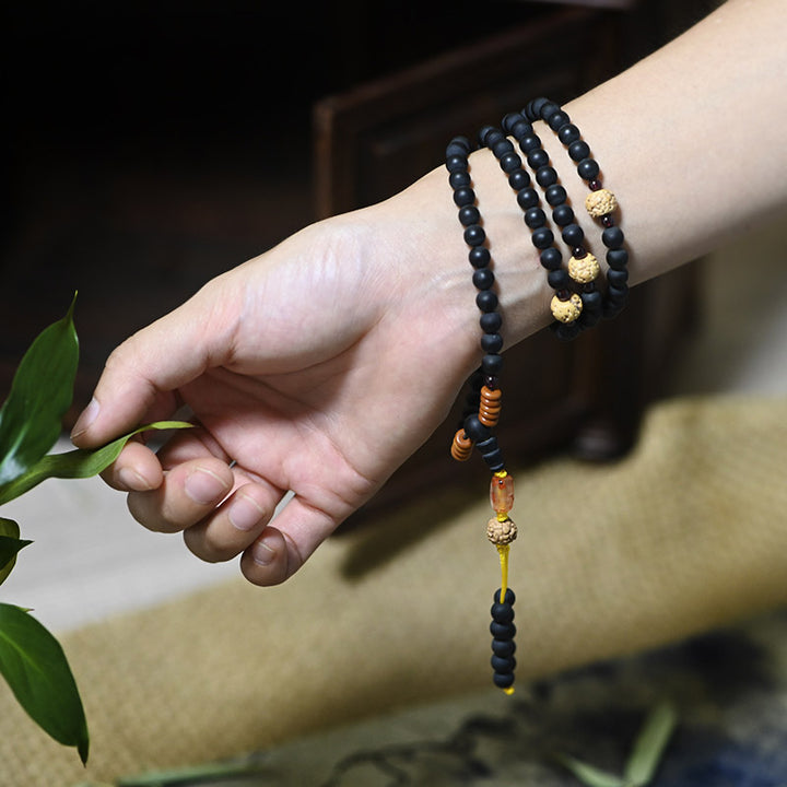 Buddha Stones Tybetańska Mala Cyprysik Bodhi Nasiona Czerwony Agat Bransoletka Lecznicza