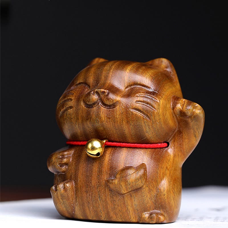Buddha Stones Drzewo Sandałowe Małe Mini Słodkie Szczęśliwe Koty Dekoracje Pokoju - image 2