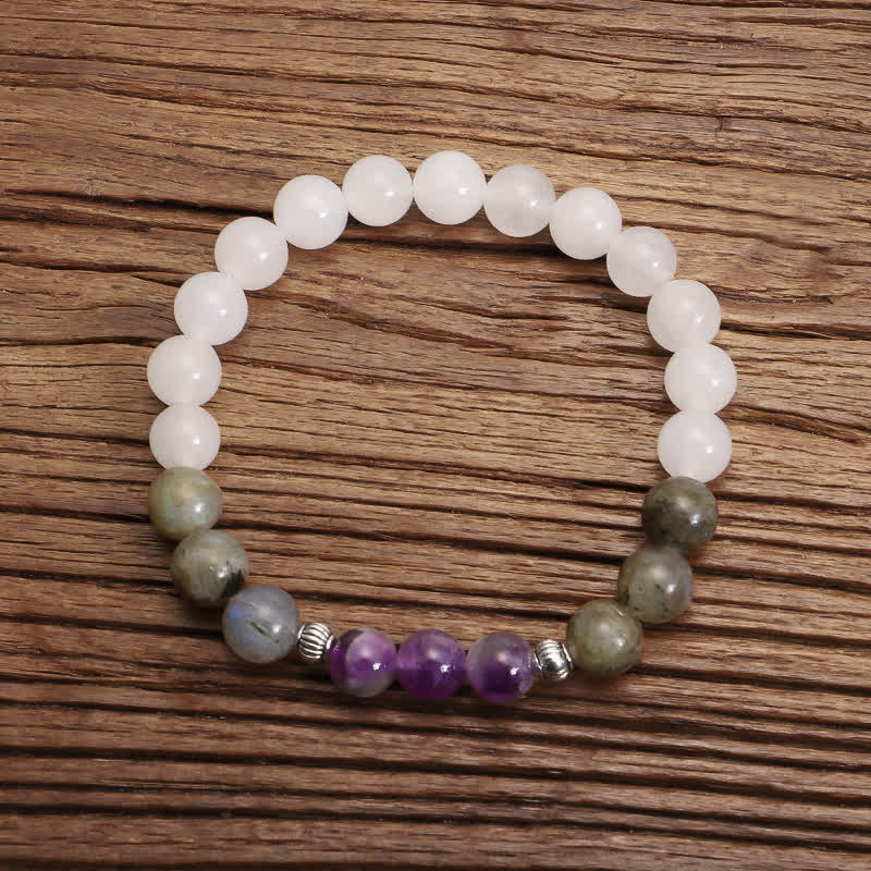 Buddha Stones 108 Mala Beads Biały Agat Ametyst Czarny Brokat Bransoletka Ochronna Kamienia