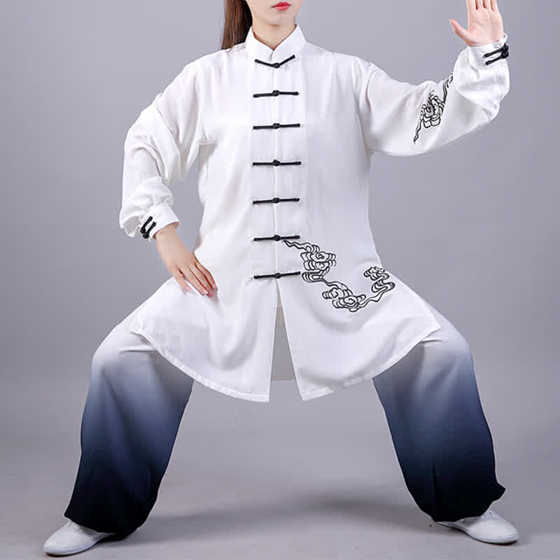 Buddha Stones Pomyślne Chmury Gradient Medytacja Modlitwa Duchowy Zen Tai Chi Qigong Praktyka Zestaw Ubrań Damskich