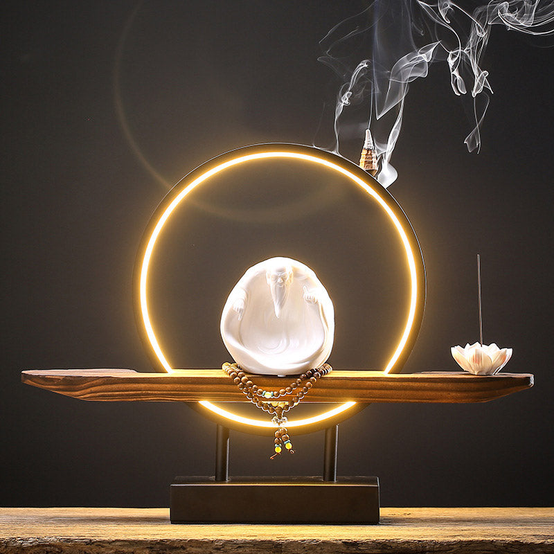 Buddha Stones Budda Awalokiteśwara Ceramiczny Lotos Relaksacyjny Kadzielnica Dekoracja - Lao Tzu - image 22