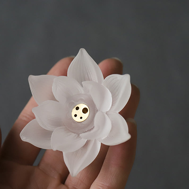 Buddha Stones Mini Lotus Liuli Kryształ Uzdrawiająca Medytacja Kadzidełko Palnik