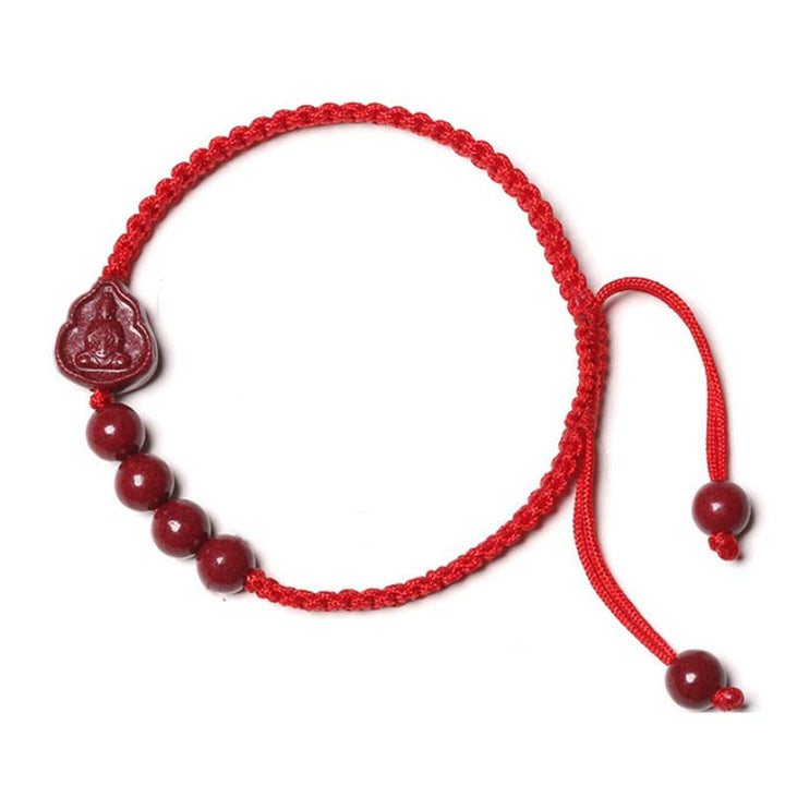 Buddha Stones Śmiejący się Budda Awalokiteśwara Cinnabar Błogosławieństwo Sznurkowa bransoletka