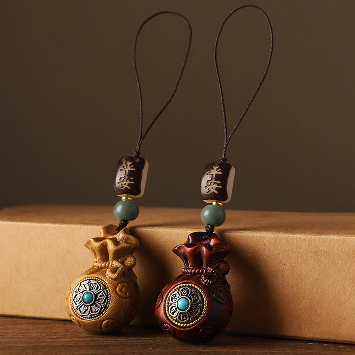 Buddha Stones Mały liść Czerwony sandałowiec Zielony sandałowiec Worek pieniędzy Om Mani Padme Hum Obrotowa ochrona wisząca dekoracja