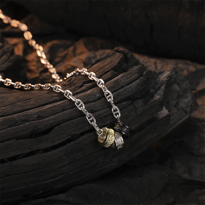 Buddha Stones 925 Srebro Sterlingowe Retro Dynastia Tang Kwiat Projekt Szczęścia Łańcuch Energetyczny Naszyjnik Wisiorek