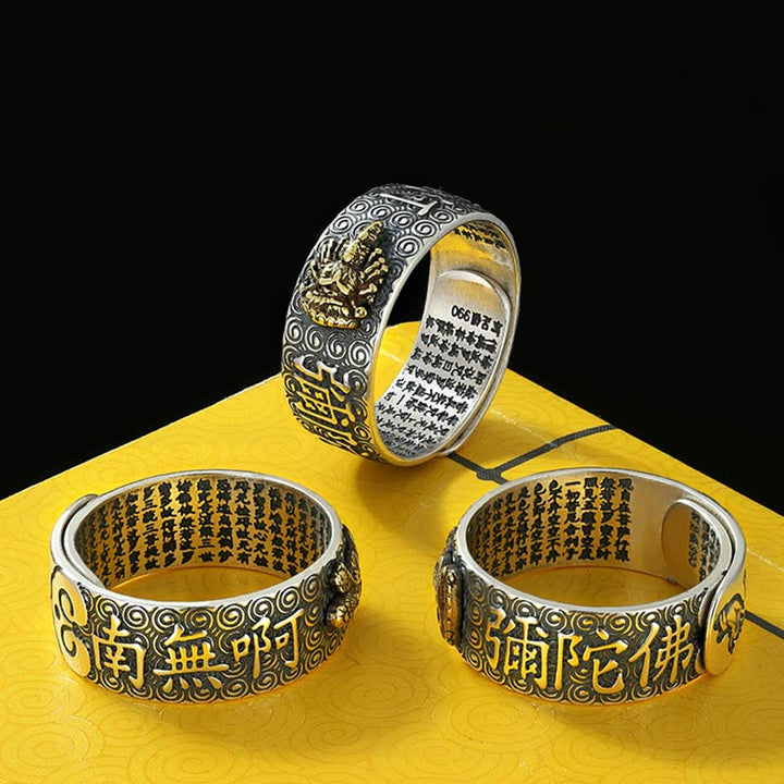 Buddha Stones Chiński Zodiak Natal Budda Bogactwo Szczęście Regulowany Pierścień