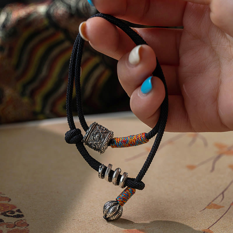 Buddha Stones Tybetańskie Om Mani Padme Hum Rzeźbiony Amulet Podwójnie Owijana Bransoletka