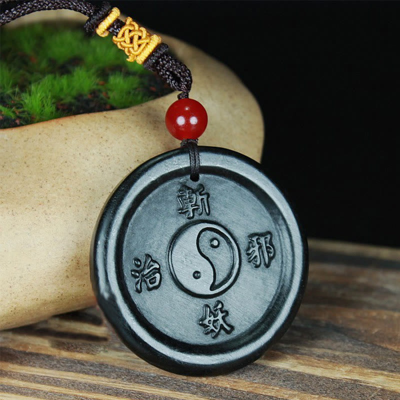 Buddha Stones Naturalny Hetian Cyan Jade Yin Yang Szczęście Harmonia Naszyjnik Wisiorek - Cyjanowy Jadeit (Sukces♥Uzdrawianie) - image 1