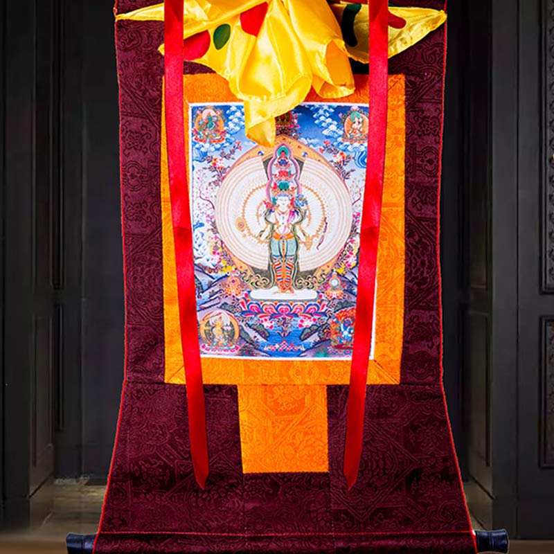 Buddha Stones Tybetańskie Tysiącręki Awalokiteśwara Oprawione Thangka Błogosławieństwo Dekoracja - image 5