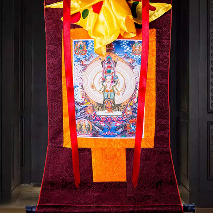 Buddha Stones Tybetańskie Tysiącręki Awalokiteśwara Oprawione Thangka Błogosławieństwo Dekoracja - image 5