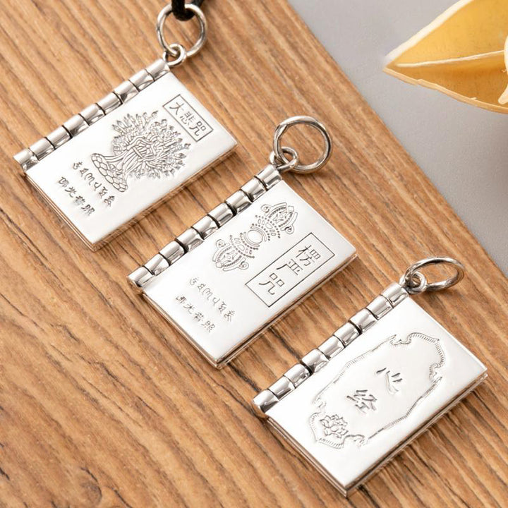 Buddha Stones 990 Srebro Sterling Sutra Serca Wielkie Współczucie Shurangama Mantra Lotus Vajra Naszyjnik Wisiorek Pokoju - image 1