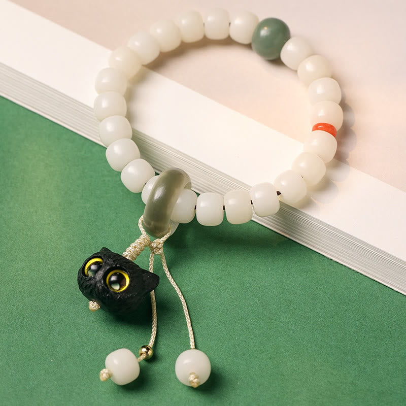 Buddha Stones Naturalne Nasiona Bodhi Afrykańskie Czarne Drewno Piękny Kot Charm Bransoletka Pokój Harmonia - image 2
