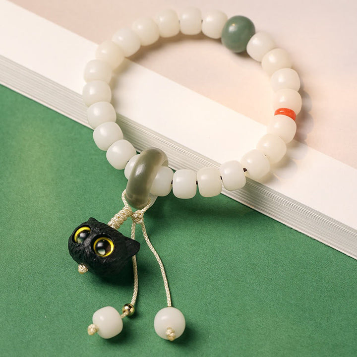 Buddha Stones Naturalne Nasiona Bodhi Afrykańskie Czarne Drewno Piękny Kot Charm Bransoletka Pokój Harmonia - image 2
