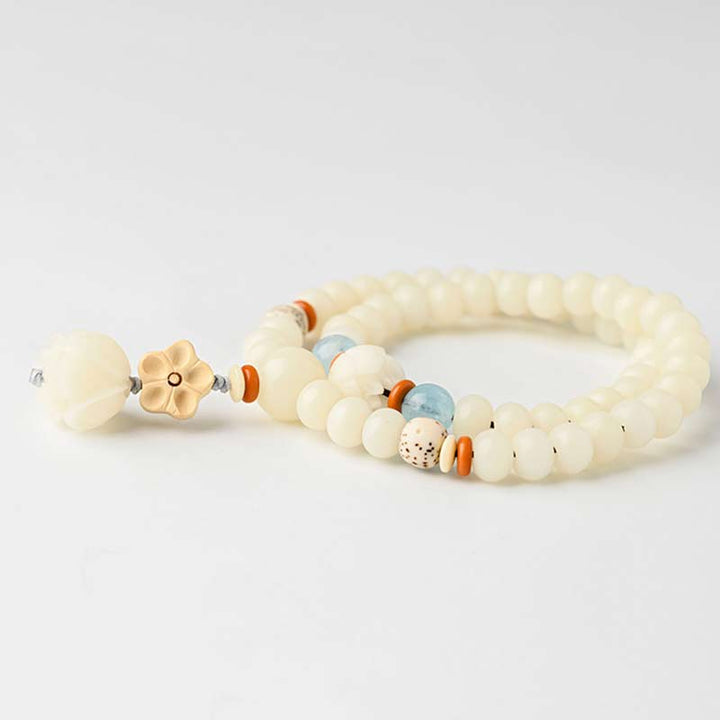 Bransoletka z białego jadeitu Bodhi Lotus z Buddha Stones