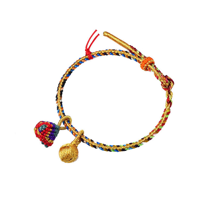 Buddha Stones Kolorowa Lina Szczęścia Ręcznie Robiona Bransoletka Zongzi Złota Kula Charm
