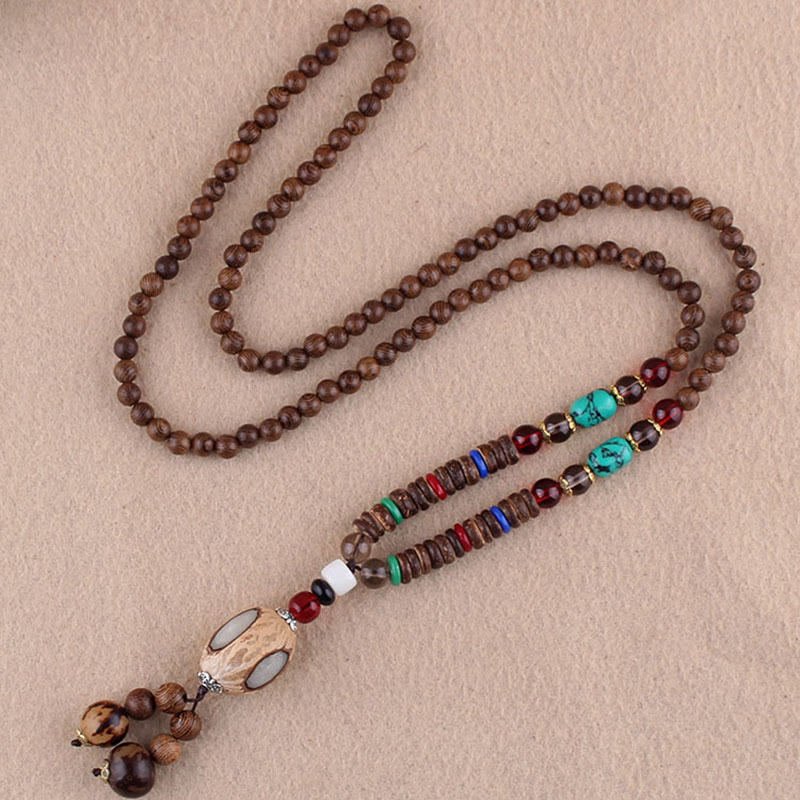 Buddha Stones Tybetańskie Drewno Wenge Bodhi Nasiona Agat Naszyjnik Ochrona Słonia Wisiorek