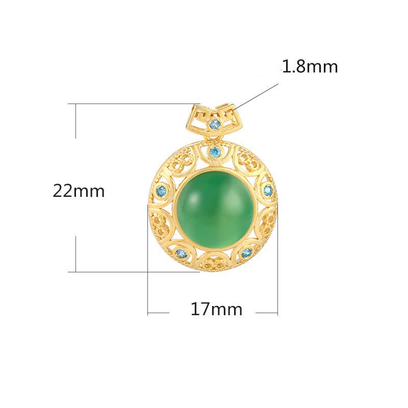 Naszyjnik ze srebra próby 925, zielony chalcedon, hetian, biały jadeit, siła