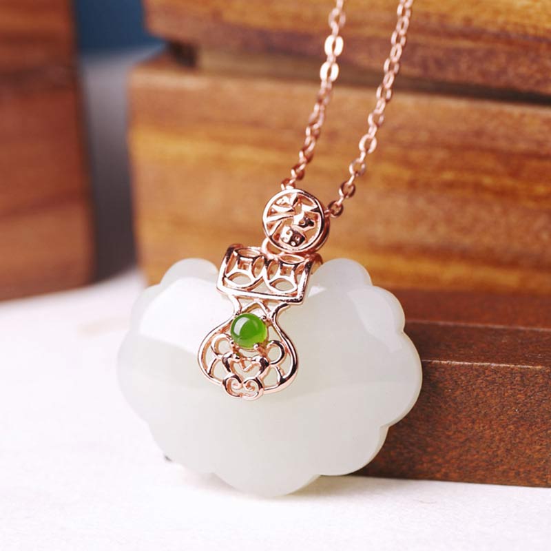 925 Srebro Sterling Biały Jade Błogosławieństwo Szczęście Naszyjnik Łańcuszek Wisiorek